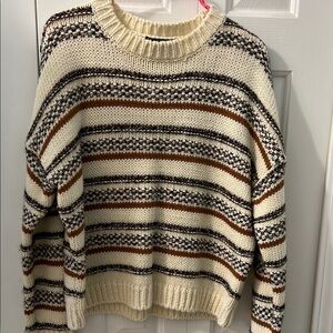 Striped Cream and Brown Sweater